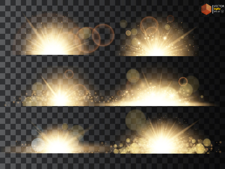 Set. Shining star, the sun particles and sparks with a highlight effectのイラスト素材