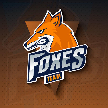 Foxes mascot for a team on a color background. Vector illustration.のイラスト素材