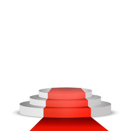 Illuminated Podium Scene with Red Carpet for Award Ceremony on Background. Vector. EPS10のイラスト素材