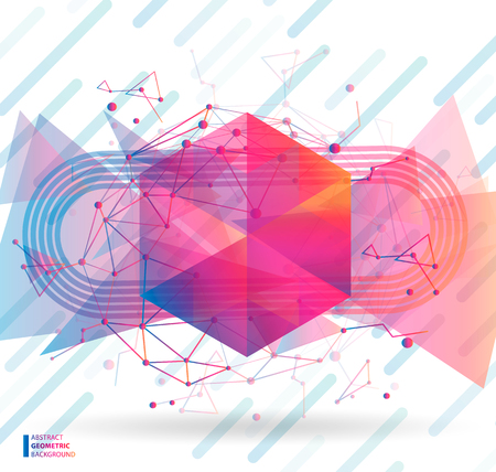 Abstraction of modern style with a composition of various geometric shapes in color. Vector illustration.のイラスト素材