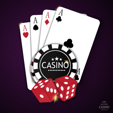 Casino online poker traditional cards set for safe gambling getting cash money. Illustration of casino online in flat style. Online poker app. Vector EPS10のイラスト素材