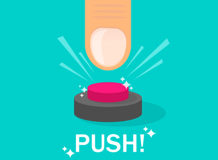 Hand pressing button. Push finger. Flat design. Vector illustration EPS10のイラスト素材