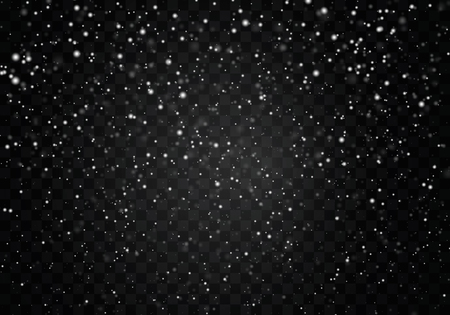 Falling snow on a transparent background. Abstract snowflake background. Fall of snow. Vector illustrator 10 EPS.のイラスト素材