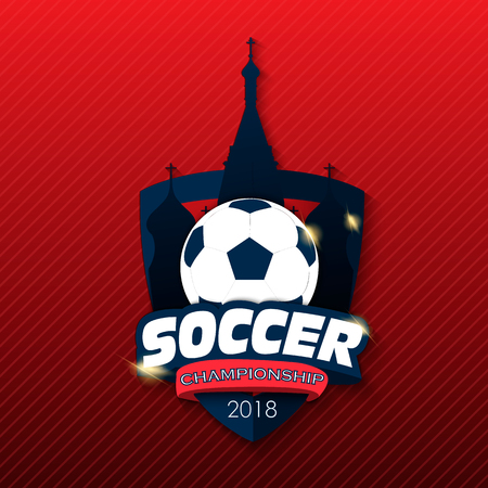 Icon football cup 2018. Design of background soccer championship. Element design cards, invitations, gift , flyers, brochures. Vector illustration.のイラスト素材