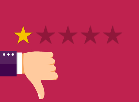 Customer Experience Concept, Best Excellent Services for Satisfaction present by Hand of Client giving a Star Rating. Vector illustration of EPS10のイラスト素材