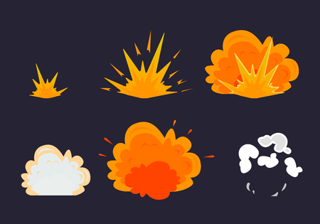 Cartoon explosion effect with smoke. Vector illustrationのイラスト素材