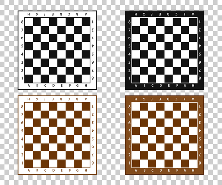 Chess pieces in flat style. Black and white chessboard with chess pieces. Vector illustrationのイラスト素材