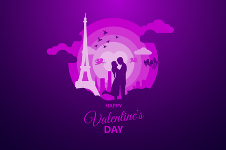 Happy Valentine's day abstract background. Set background for covers, invitations, posters, banners, flyers, placards. Happy Valentine's day composition in paper cut style. Vector illustration.のイラスト素材
