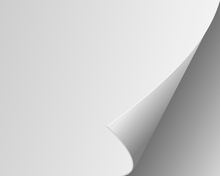 Page curl with shadow on a blank sheet of paper. Design element for advertising. EPS 10 vector illustration.のイラスト素材