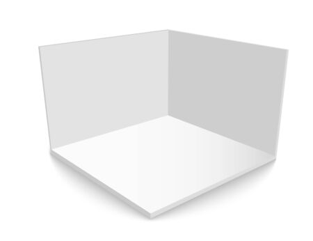 3D exhibition booth. Square corner. Vector white empty geometric square. Blank box templateのイラスト素材