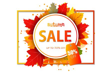 Autumn sale vector design. Templates for placards, banners, flyers, presentations, reports. Vector illustration template.のイラスト素材
