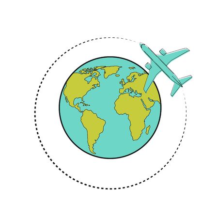 Planes. line of the plane. Airplane flight path with dash line and dash line trace. Vector Illustrationのイラスト素材