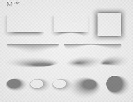 Vector shadows isolated. Set of shadow effects. Transparent paper and objects box square shadows. Wall and floor drop shadow vector collectionのイラスト素材