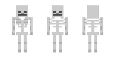 Pixel character skeleton. The concept of hero games. Gaming concept of the skeleton. Vector illustrationのイラスト素材