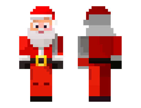 Pixel game. Skin Santa Claus. Heroe game concept. Concept of game characters wearing a Santa Claus hat. Vector illustrationのイラスト素材