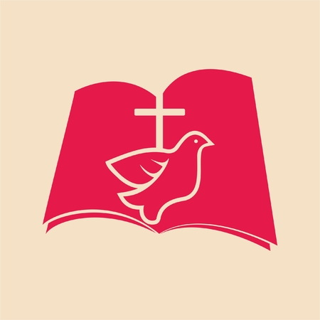 Dove on a red bibleのイラスト素材