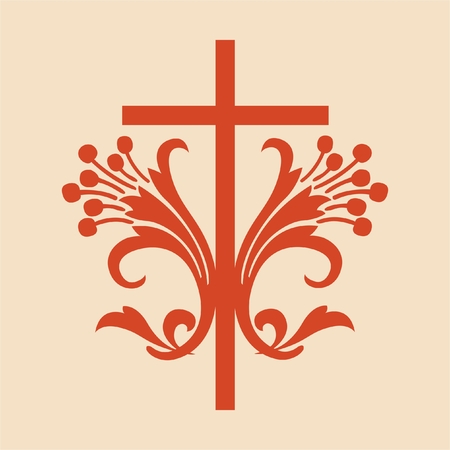 Red scrolled crossのイラスト素材