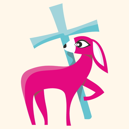 Lamb with cross iconのイラスト素材
