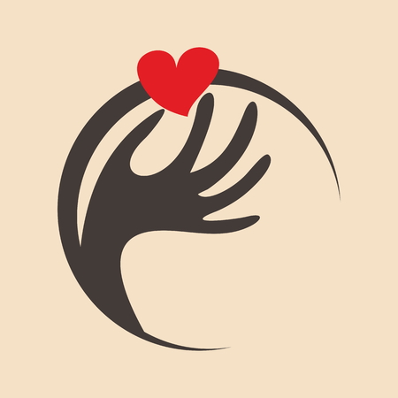 Hand holding a heart iconのイラスト素材