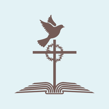Dove, cross, crown of thorns, bibleのイラスト素材