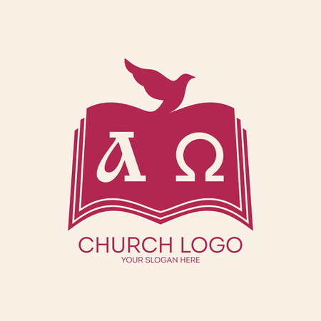 Church logo. Dove and bibleのイラスト素材