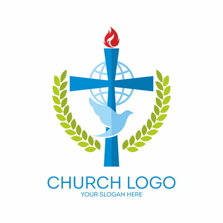 Church . Round, dove, Holy Spirit and crossのイラスト素材