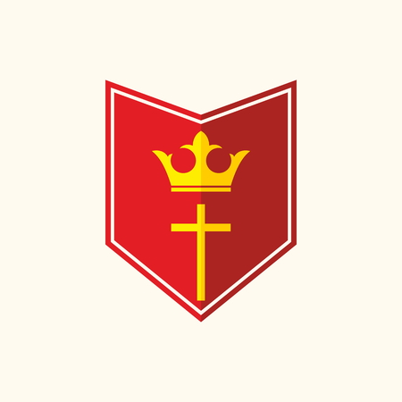 Church logo. Shield with a crown over a crossのイラスト素材
