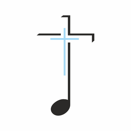 Church logo. Cross on a music noteのイラスト素材