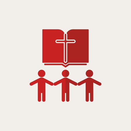 Church . People holding hands, group, Bible, cross, members, church, parishionersのイラスト素材