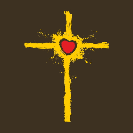 Heart in the center of the cross illustrationのイラスト素材