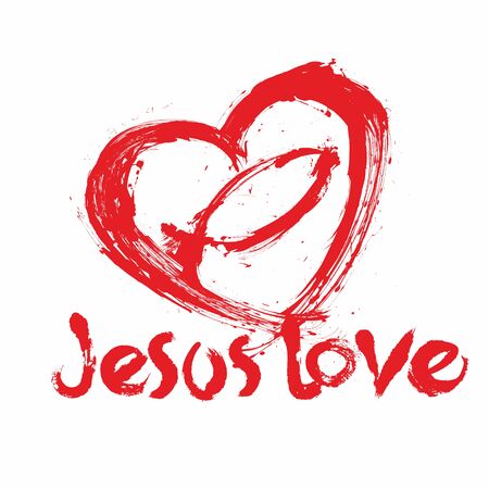 Jesus love art. Hand drawn illustrationのイラスト素材