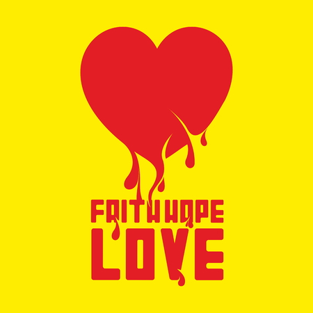 Faith Hope Love. Heart illustrationのイラスト素材