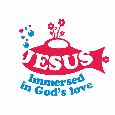 Jesus. Immersed in God\'s love textのイラスト素材