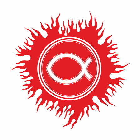Fish in flamesのイラスト素材