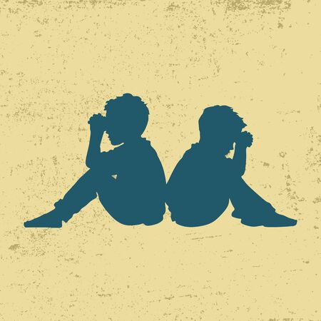 Children with praying handsのイラスト素材