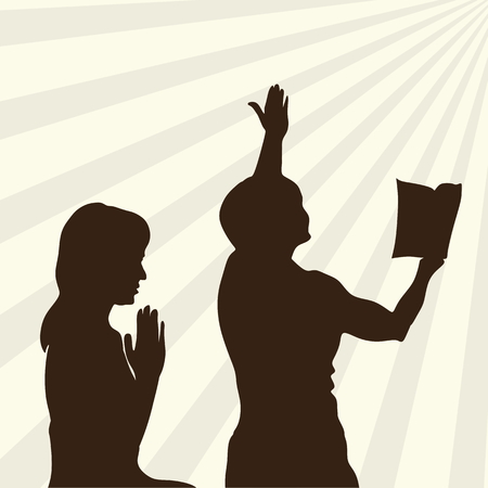 Silhouette of praise and worship to Godのイラスト素材