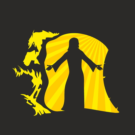 Jesus in front of the empty tombのイラスト素材