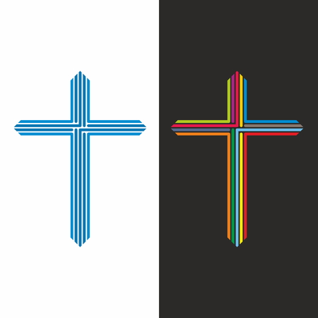 Church logo. Cross it is consisting of linesのイラスト素材