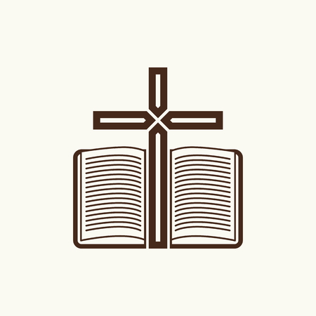 Logo of the church. The Cross and the open Bible.のイラスト素材