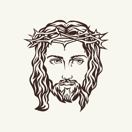 Face of Jesus hand drawnのイラスト素材