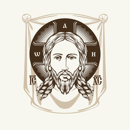 Face of Jesus. Icon Orthodox Churchのイラスト素材
