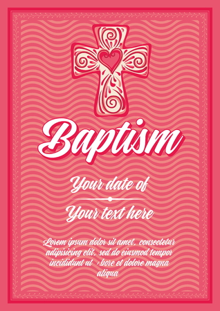 Postcard Christian baptism. Invitation, congratulation, certificate.のイラスト素材