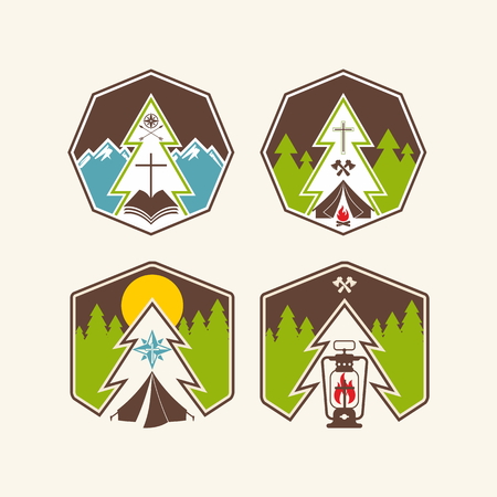Set of christian camp labels のイラスト素材