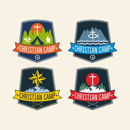 Set of christian camp labels のイラスト素材