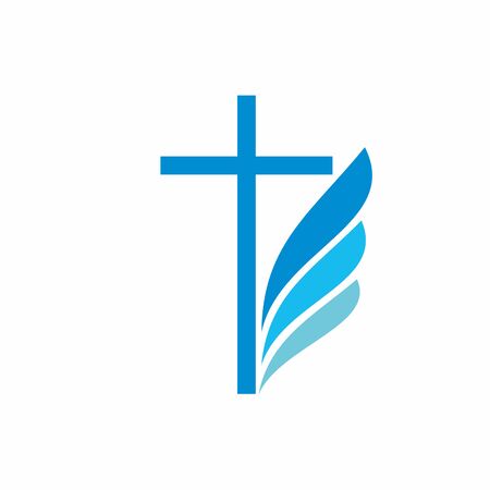 Church logo. Christian symbols. Cross and wing.のイラスト素材