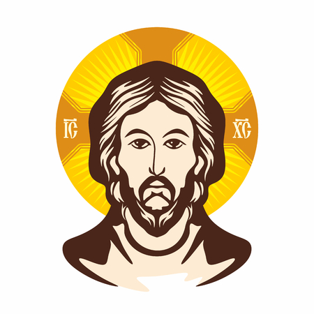 Face of Jesus. Icon Orthodox Churchのイラスト素材