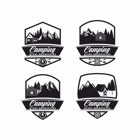 Summer camp badges logos and labelsのイラスト素材