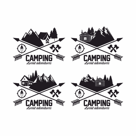 Summer camp badges logos and labelsのイラスト素材