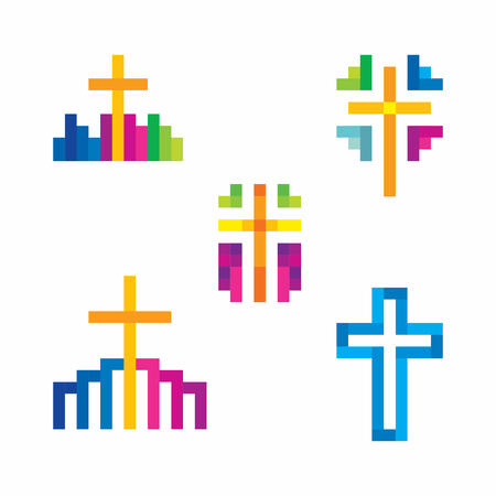 Set of crosses and church logo. Christian symbols.のイラスト素材