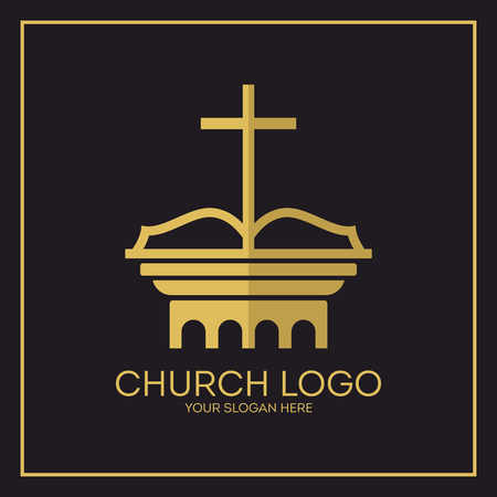 Church. Christian symbols. Holy bible and Jesus cross.のイラスト素材